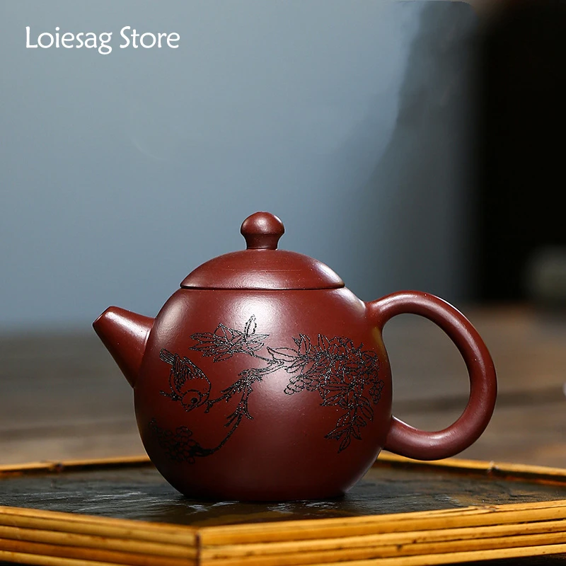 Loiesag 150ml Yixing Raw Ore Stale Purple Mud DaHongPao Purple Clay Tea Pot Dragon Egg Pot Kung Fu Tea Set Zisha Teapots Gift