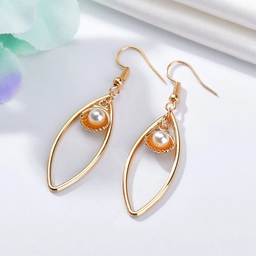 Новые корейские модные длинные большие полые овальные жемчужные Висячие серьги