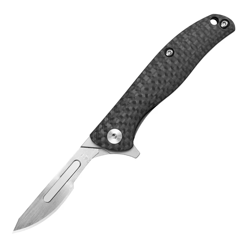 

Carbon Fiber Open Box Knife with Cut Rope Carving Knife Mini Outdoor Multifunctional Folding Scalpel Utility Knife