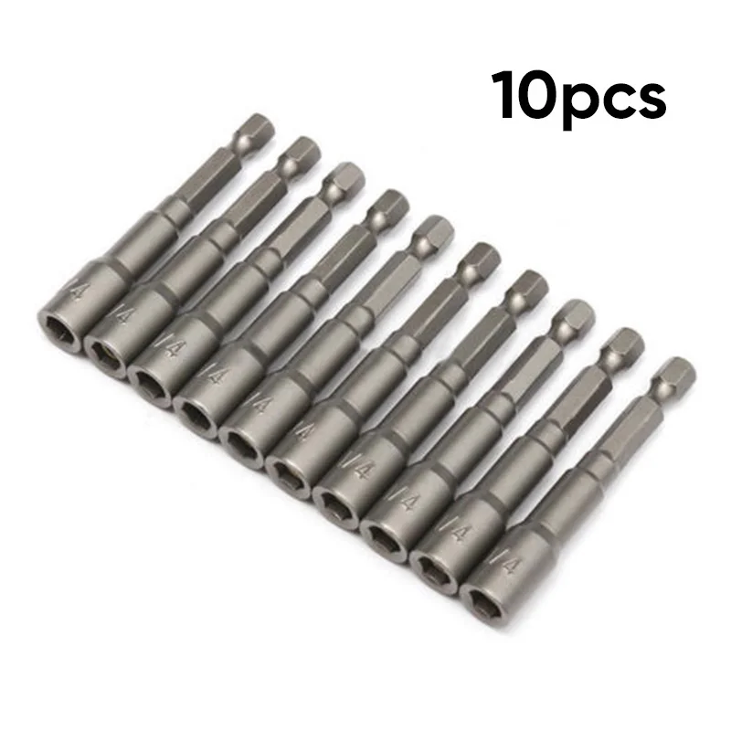 

10pcs/Set 1/4'' Magnetic Nut Driver Set 2-9/16" Long Power Drill Bit Holder
