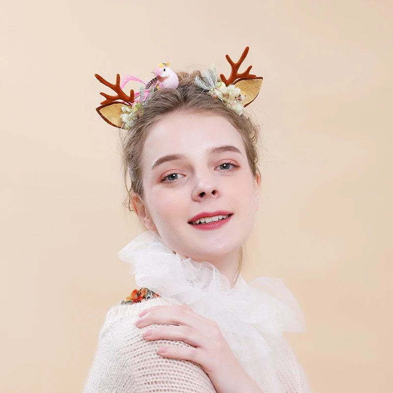 Прямая поставка Новинка Рождественский головной убор с рогом оленя для женщин и