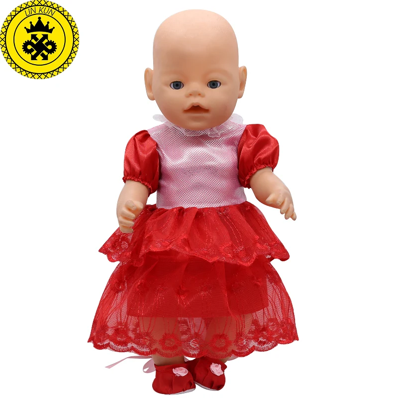 4 цвета Детская кукольная одежда красное кружевное платье юбка принцессы + туфли
