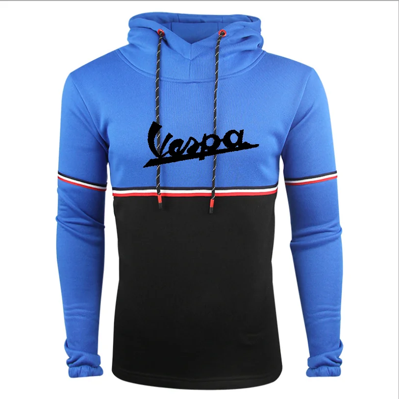

VESPA Battery Car Logo 2021 Spring Autumn New Men's Letter Printing Color Block Hoodie Casual Fashion Street Trend Sports Top