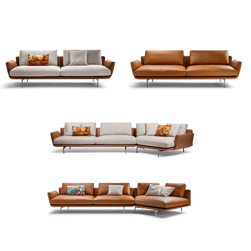 Итальянский минималистичный современный роскошный кожаный Большой Диван для