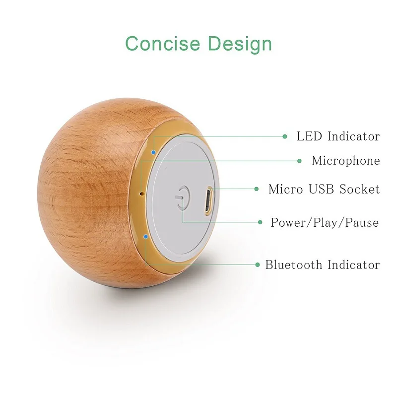 

Portable Wood Grain Mini Speaker Bluetooth Wireless Super Bass Subwoofer Chess Column 10m Distance Bluetooth Control