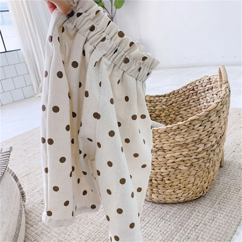 2020 г. Летние милые штаны в горошек для девочек детские длиной 3/4 | Мать и ребенок