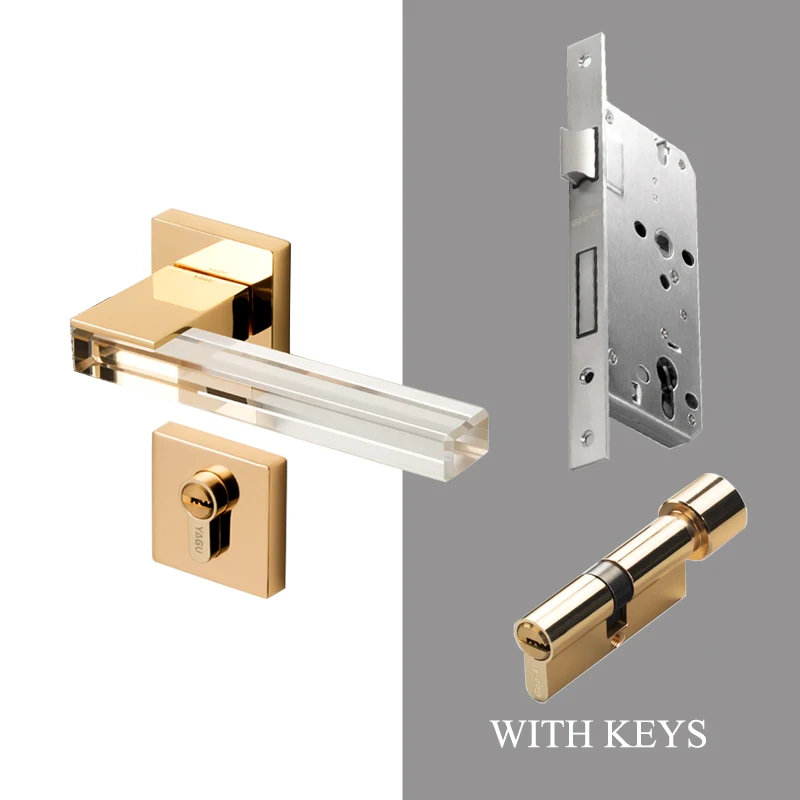 

Modern style /Crystal texture/Mute Room Door Lock Handle Fashion Interior Door Lock Anti-theft Gate Lock Furniture Hardware