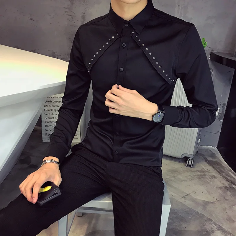 Высококачественная брендовая новая рубашка модная 2020 с заклепками длинным