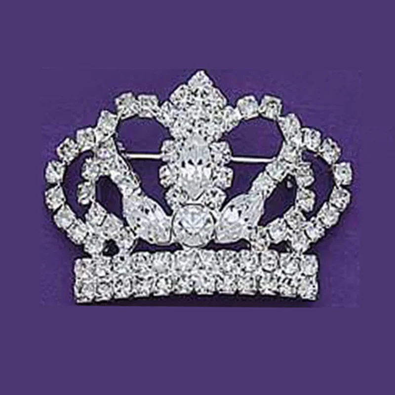 Броши Стразы серебряного цвета с подвеской в виде короны булавка модное