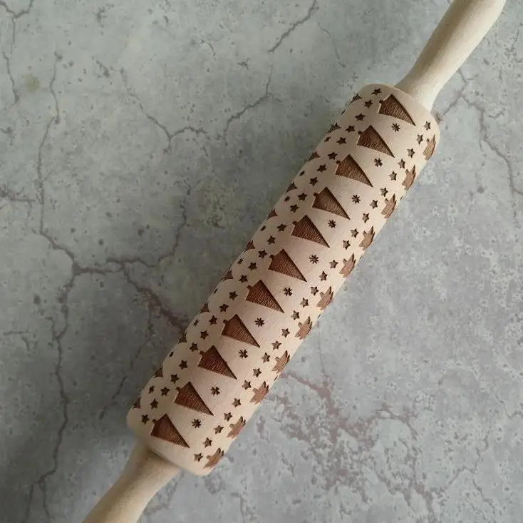

10 Pcs Snowflake Shapes Wood Embossing Rolling Pin Laser Cut Curved for the Kitchen Baking Decoration and Cake Tools Wholesale