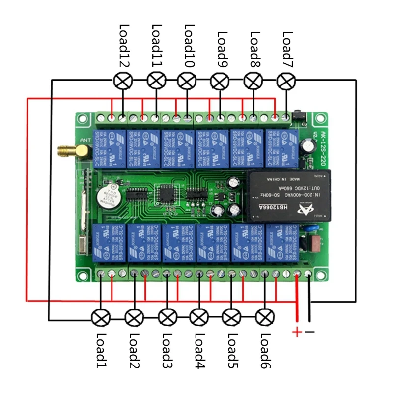 

315MHz 12 Channel Wireless Remote Control Switch Receiver 12 Buttons Transmitter