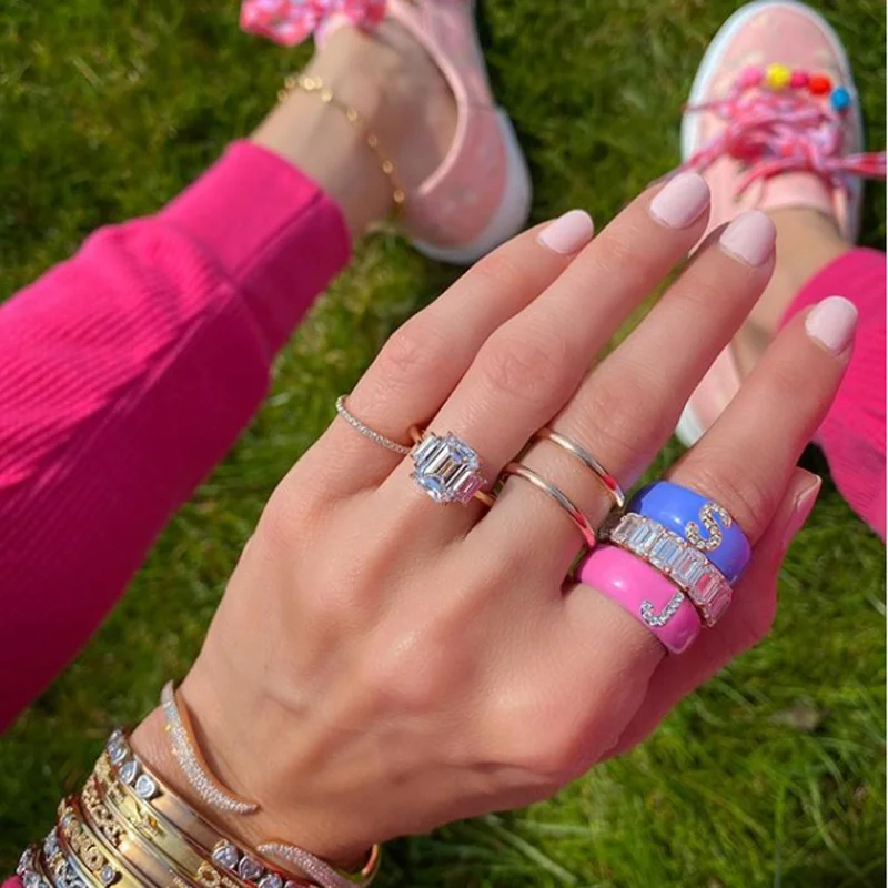 Индивидуальный Inital 26 алфавит DIY письмо A-Z Мода Обручальное кольцо для женщин