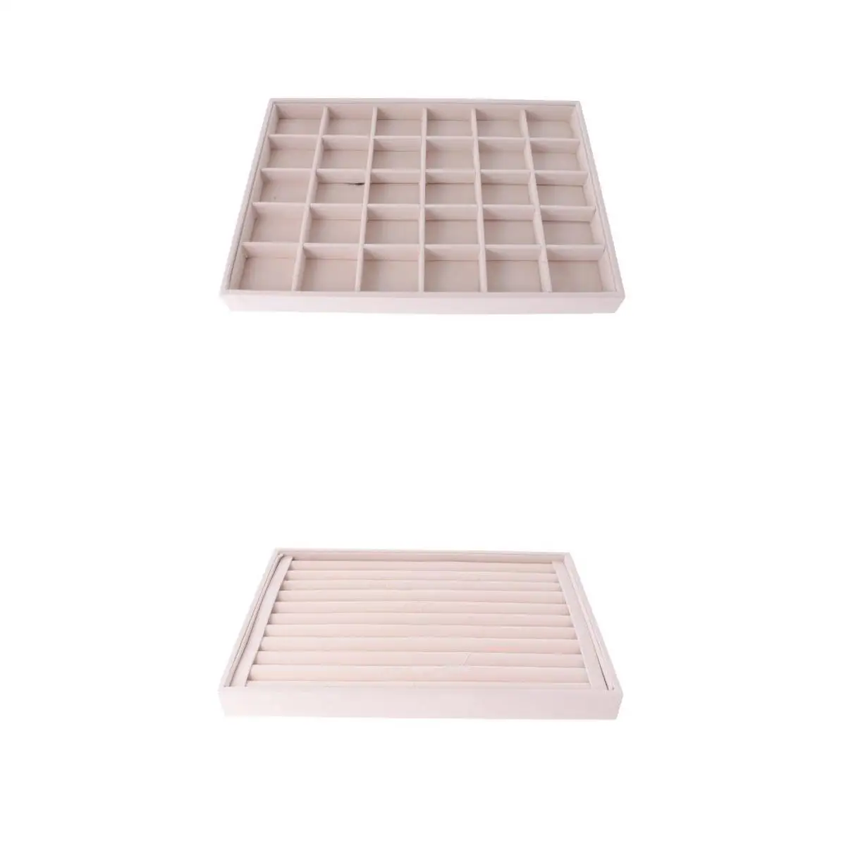 

Beige Velvet Jewelry Display Storage Trays Organizer CuffLinks Stud Earrings