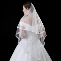 real photo1 5 meter white wedding veils short one layer bridal veil crescent appliques edge wedding accessories 2020
