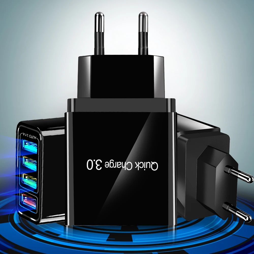 Олаф Быстрая зарядка 3,0 USB зарядное устройство для iPhone X 7 8 6 XS samsung EU/US/UK вилка настенное быстрое зарядное устройство QC 4 порта адаптеры для мобильных телефонов