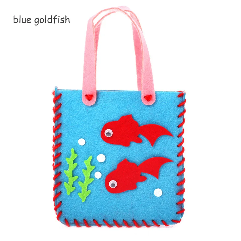 blue goldfish Kndergarten Войлок diy пакет детей раннее образование Подарок Ремесло Декор ручной работы милый мультфильм мешок нетканый материал игрушка - Цвет: blue goldfish