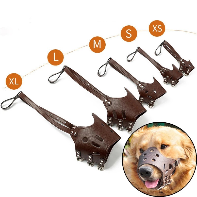 PU Leather Adjusting Pet Dogs Muzzle 7 Sizes Plastic Strong Basket Design Anti-biting Dog Mouth For Cats | Дом и сад