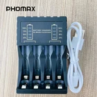 Устройство для быстрой зарядки аккумуляторов PHOMAX, 4 слота, ЖК-дисплей, 1,2 в, AA  AAA