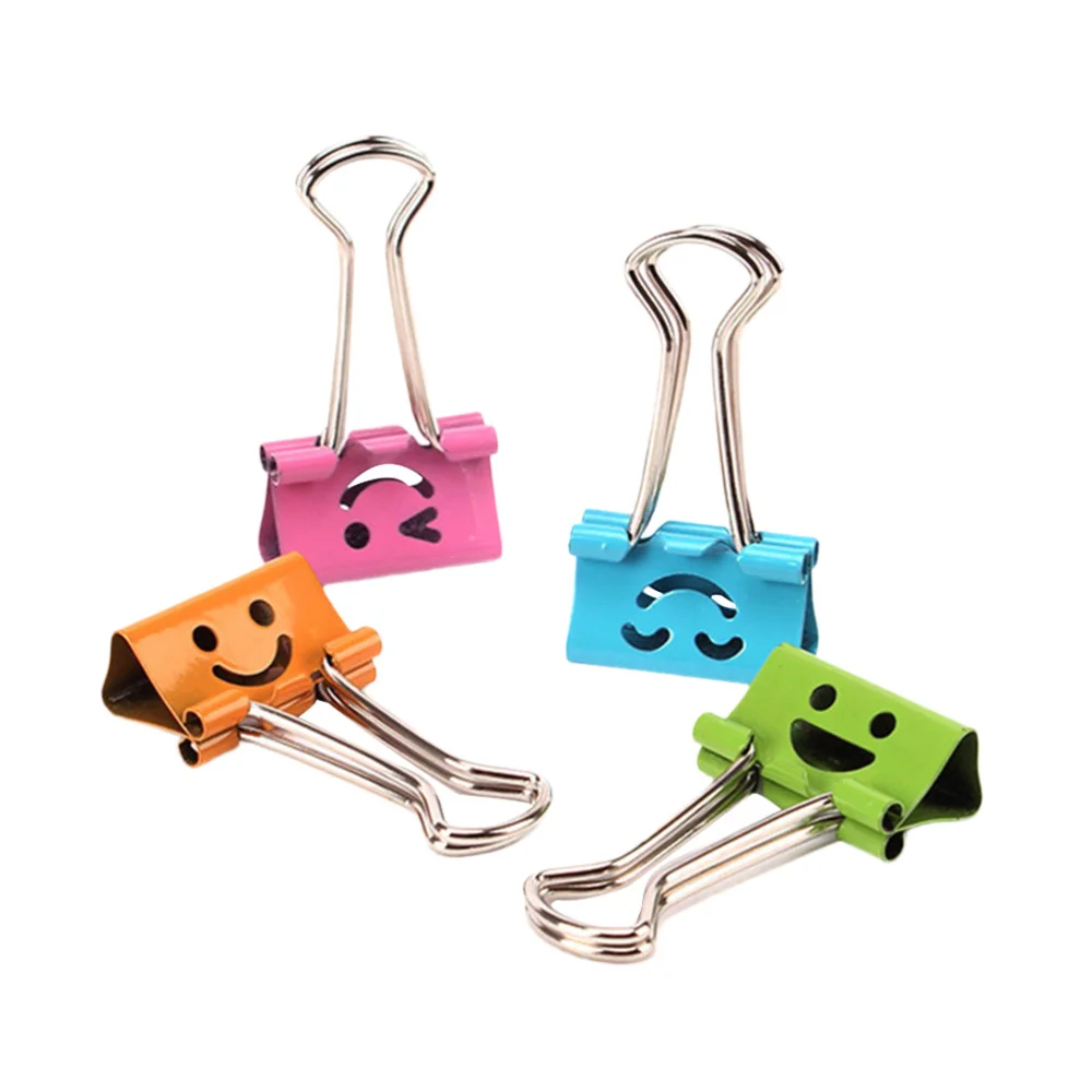 

40pcs Binder Clips Smile Face File Paper Clip for Home School Office (Mixed Color)