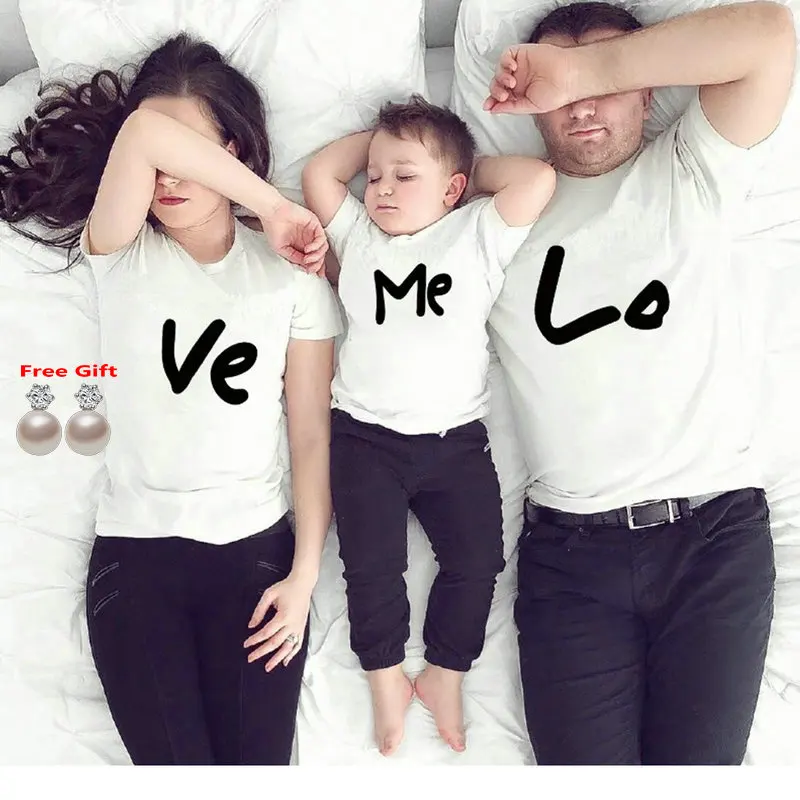 Футболка для всей семьи летние одинаковые наряды папы любви мамы и ребенка