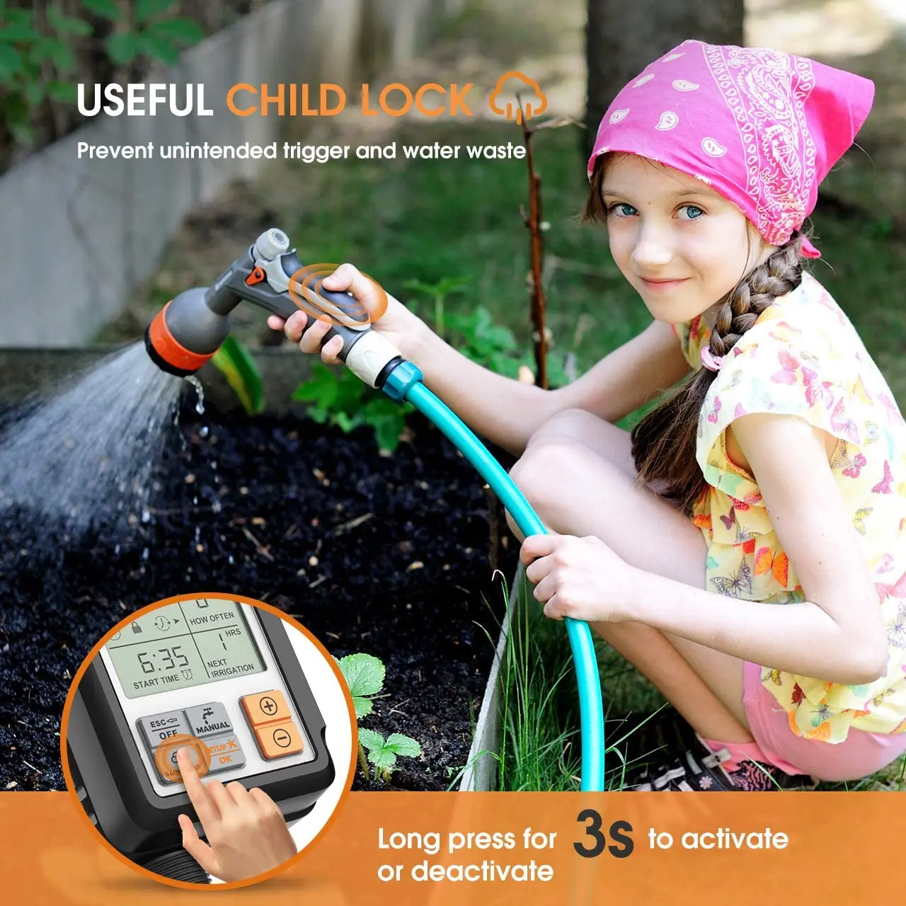 Temporizador de agua Digital programable autom&aacute;tico, 3 pantallas grandes, IP65, resistente al agua, para sistema de riego de jard&iacute;n y c&eacute;sped-5