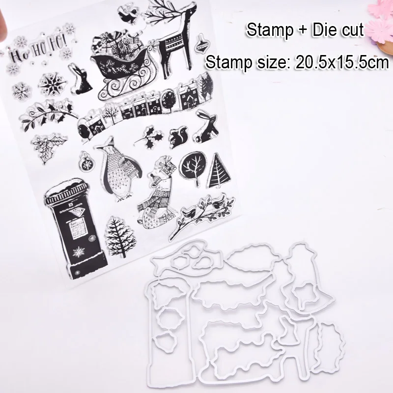 DS301-07SC Рождественский штамп высечки набор прозрачный Штамп для DIY изготовления открыток Скрапбукинг - Цвет: DS301-07SC