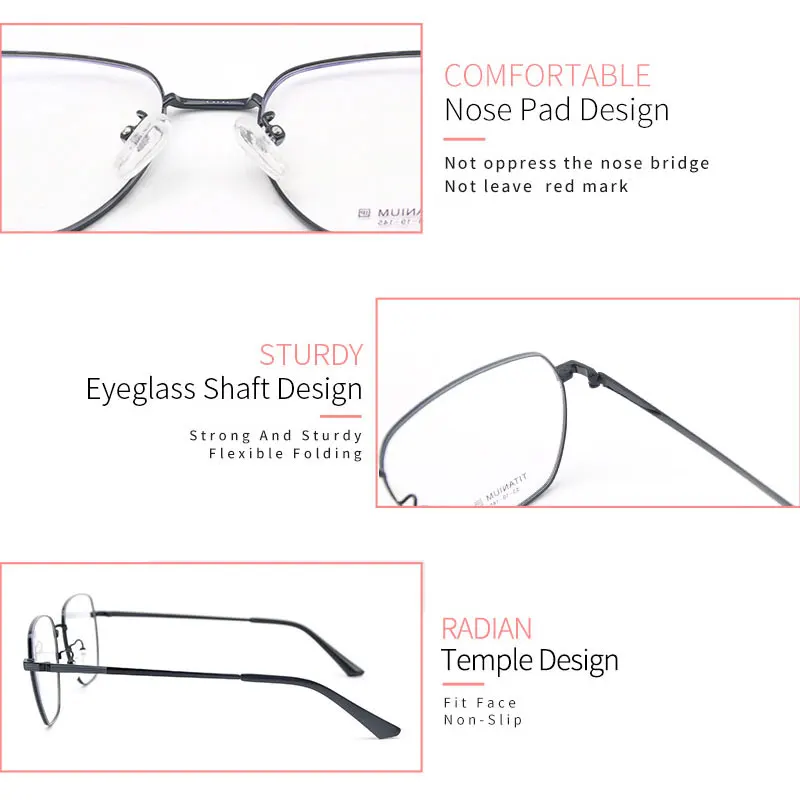 

KANDREA Square Titanium Anti Blue Ray Glasses Frame Women Men Optical Prescription Eyewear Unisex Retro Metal Myopia Eyeglasses