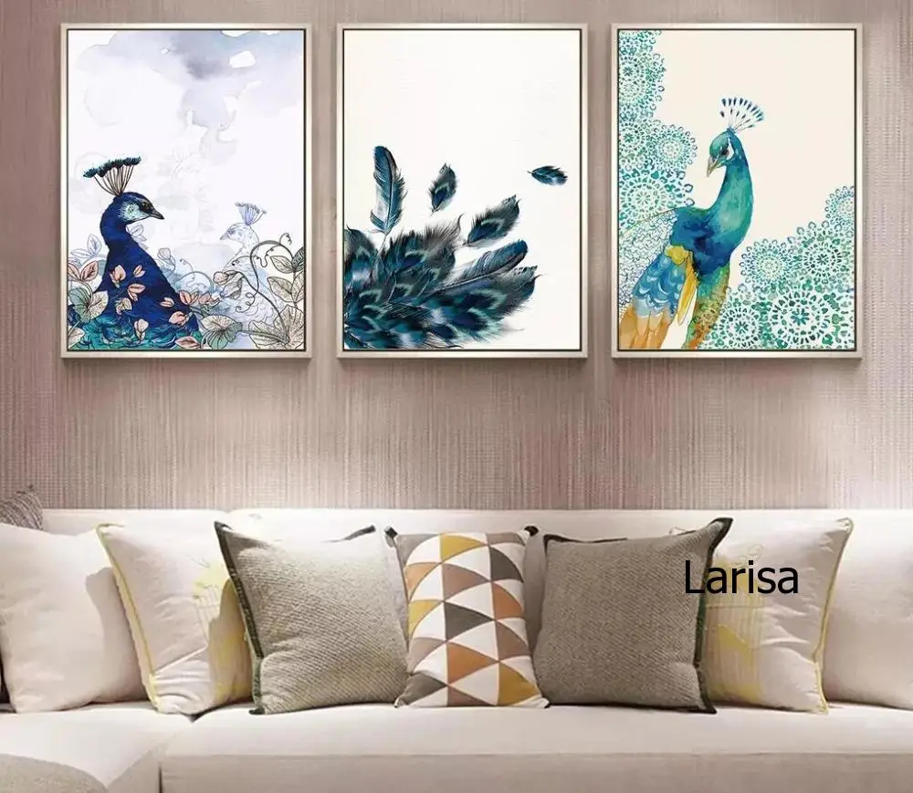 

Peacock Wall Art Modern Home Decoration Bird Canvas Posters and Prints Painting for Interior Room Decor Frameless