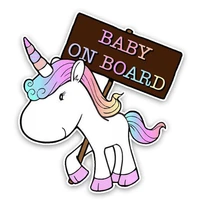 sliverysea 1211cm lovely small animals cartoon baby on board colored graphic unicorn car sticker decoration