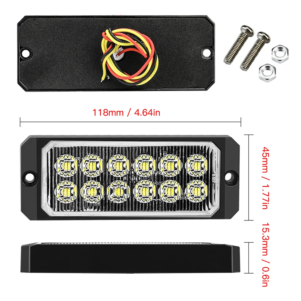 

1PCS 12V- 24V 12LED Bar Car Truck Strobe Flash Emergency Light Lamp Led Car Emergency Light LED Head lights Car Accessories