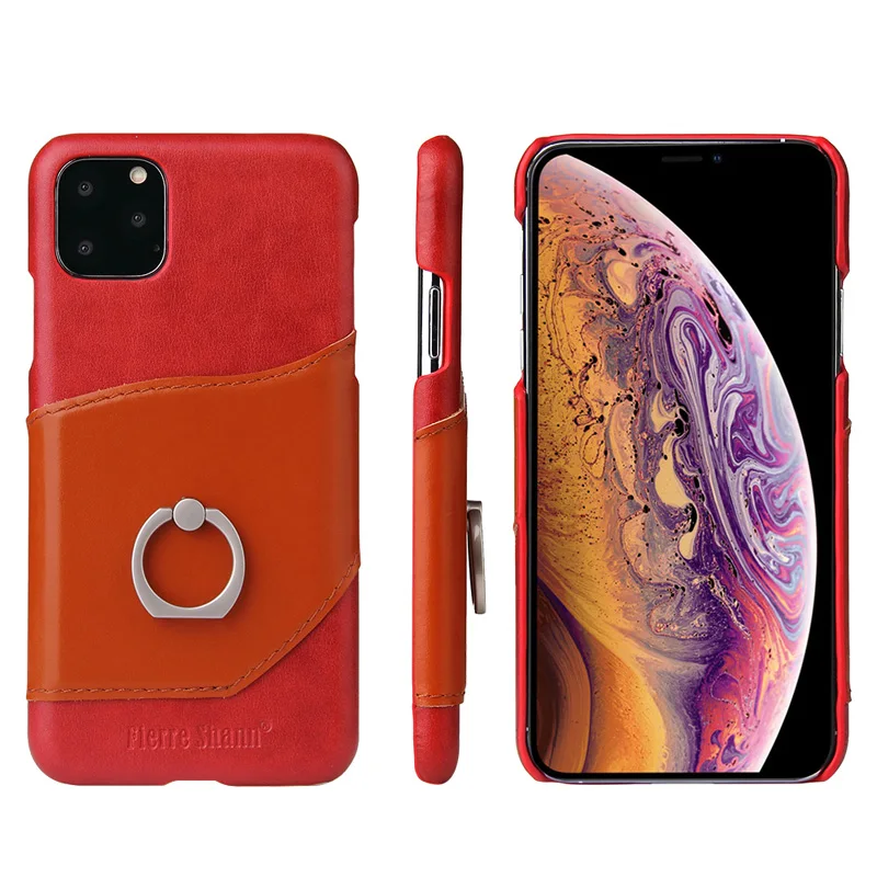 Натуральная телячья кожа чехол для iPhone 11 Pro Max кольцо пальцевый держатель задняя крышка оболочка
