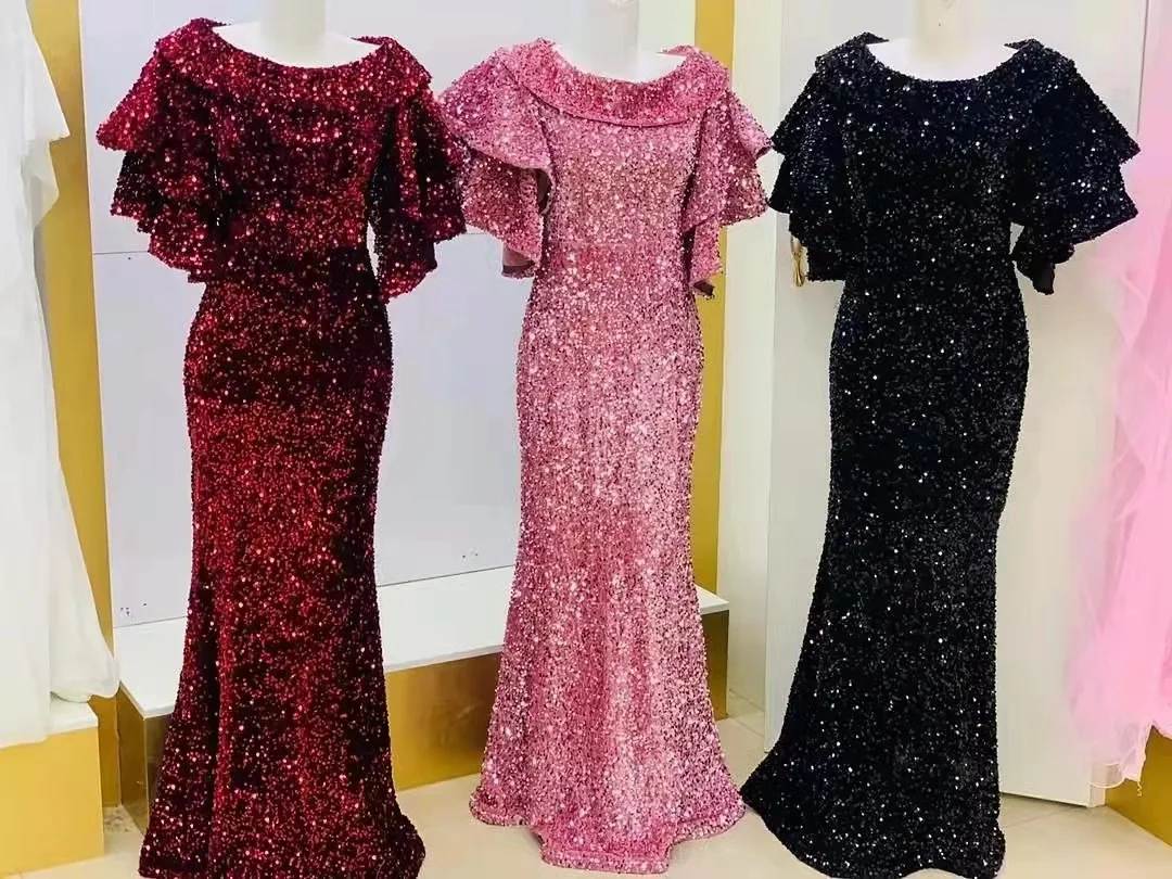 Блестящие вечерние платья-русалки с длинным рукавом | Свадьбы и торжества