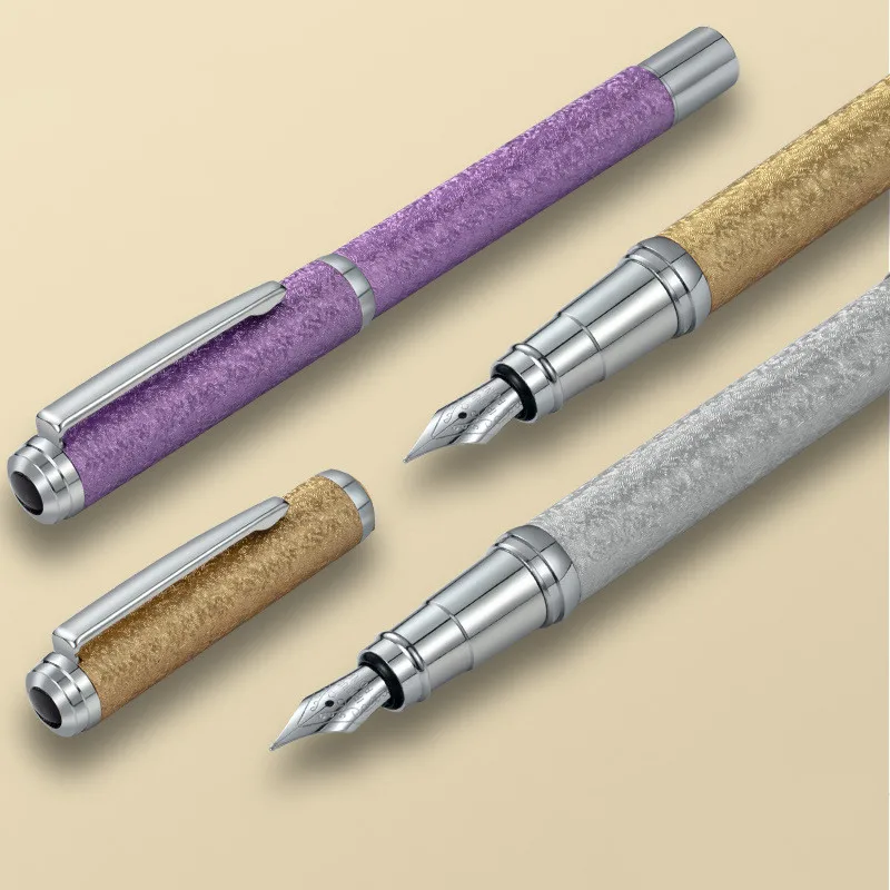 

New Fashion Signature Pen For Students Creative Business Metal Fountain Pen Matte Dark Tip Set Gift Box School Office Stationery