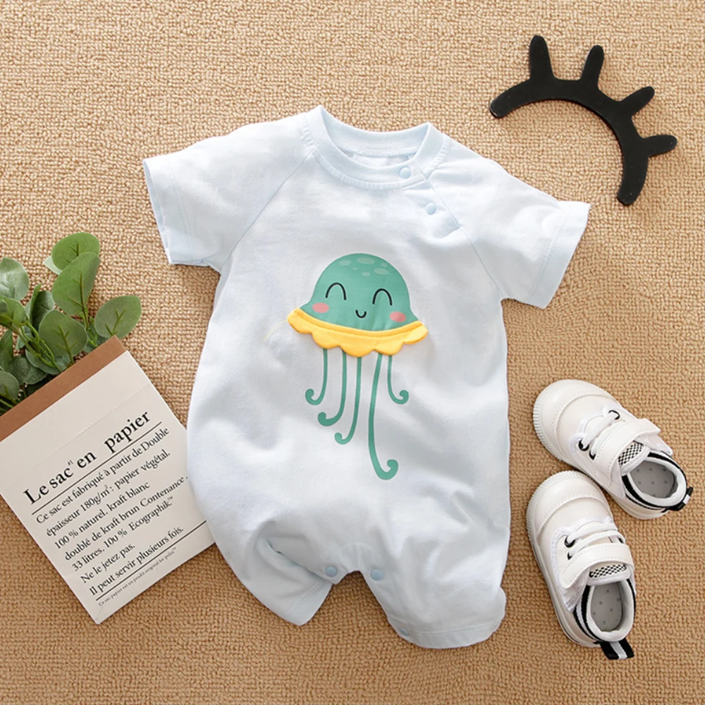 Детский летний комбинезон с коротким рукавом на возраст 0-24 месяца | Детская