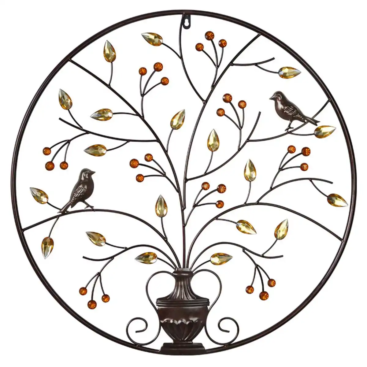 

Retro Black Birds Tree Metal Iron Sculpture Ornament for Home Living Room Wall Hanging Decoration Art Crafts Gift 62cm/24.4inch