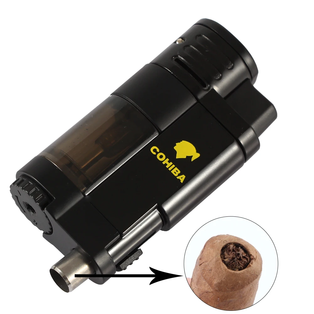 Мини-зажигалка COHIBA металлическая ветрозащитная зажигалка с синим пламенем для