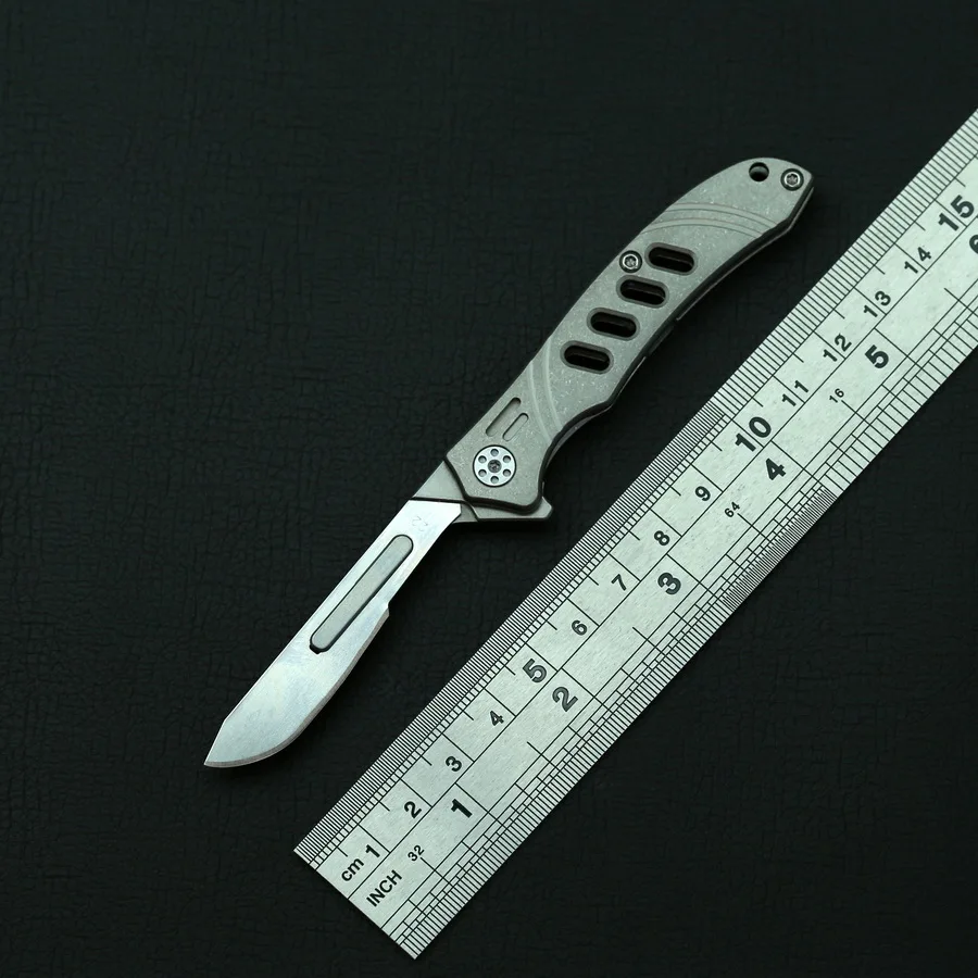 

KBTOOL scalpel folding knife titanium handle portable outdoor hunting survival utility pocket knives office unboxing EDC tools
