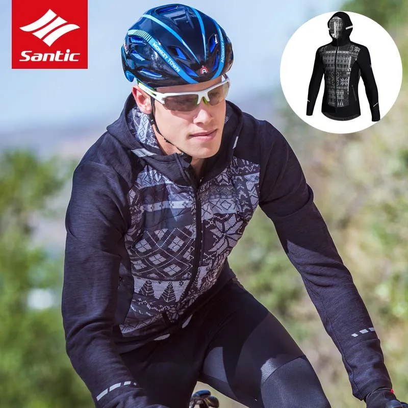 Santic Men Winter 0-8 Degree Cycling Jacket Fleece Thermal Windproof Road Mountain Bike Anti-pilling Bicycle Wind Coat | Спорт и