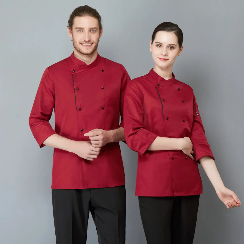 Restaurant Hotel Kitchen Chef Double Breasted Work Uniform Cafe Bakery Barbecue Sushi Waiter Waitress Shirt Long Sleeves | Тематическая