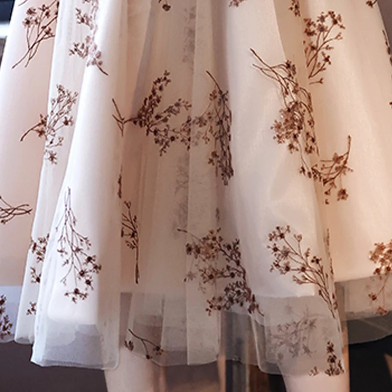 

Evening Dress Elegant Empire Appliques Pleat Tea-Length Zipper Back A-Line Short Sleeves V-Neck Woman Formal Party Gowns A1033