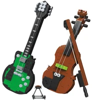 new musical instrument electric guitar violin model diy building blocks puzzle childrens toy gift