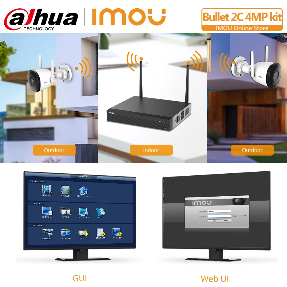 Dahua 4MP система безопасности видео Беспроводной NVR Комплект IP67 Всепогодная аудио