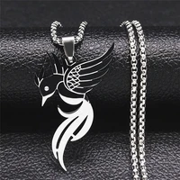 animal hummingbird stainless steel statement necklace for menwomen silver color bird jewelry collar acero inoxidable n2204s03