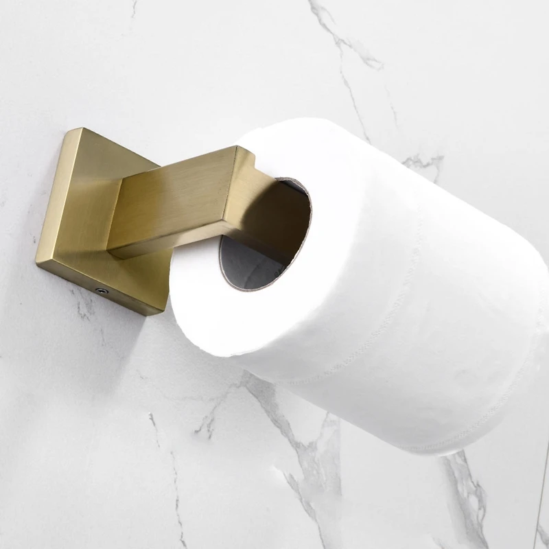 

Toilet Paper Holder Brushed Brass Rustproof Stainless Steel Bathroom Tissue Paper Towel Holder Hand Towel Bar Wall Mount