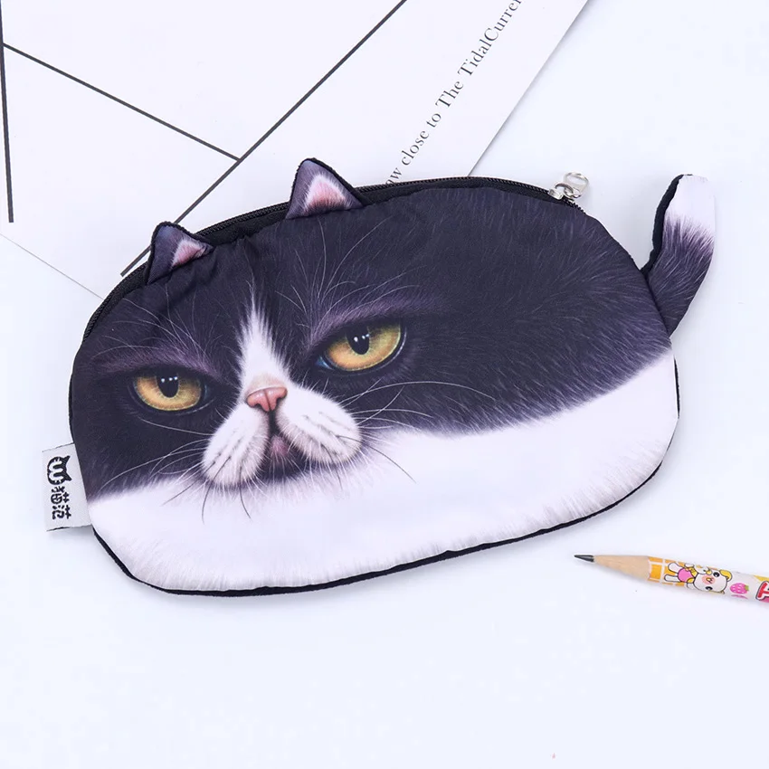 Black fat cat 1 шт. Милая многофункциональная 3D Сумка-карандаш для кошек плюшевый пенал с мультяшным рисунком Детский кошелек канцелярский подарок, школьные принадлежности - Цвет: Black fat cat
