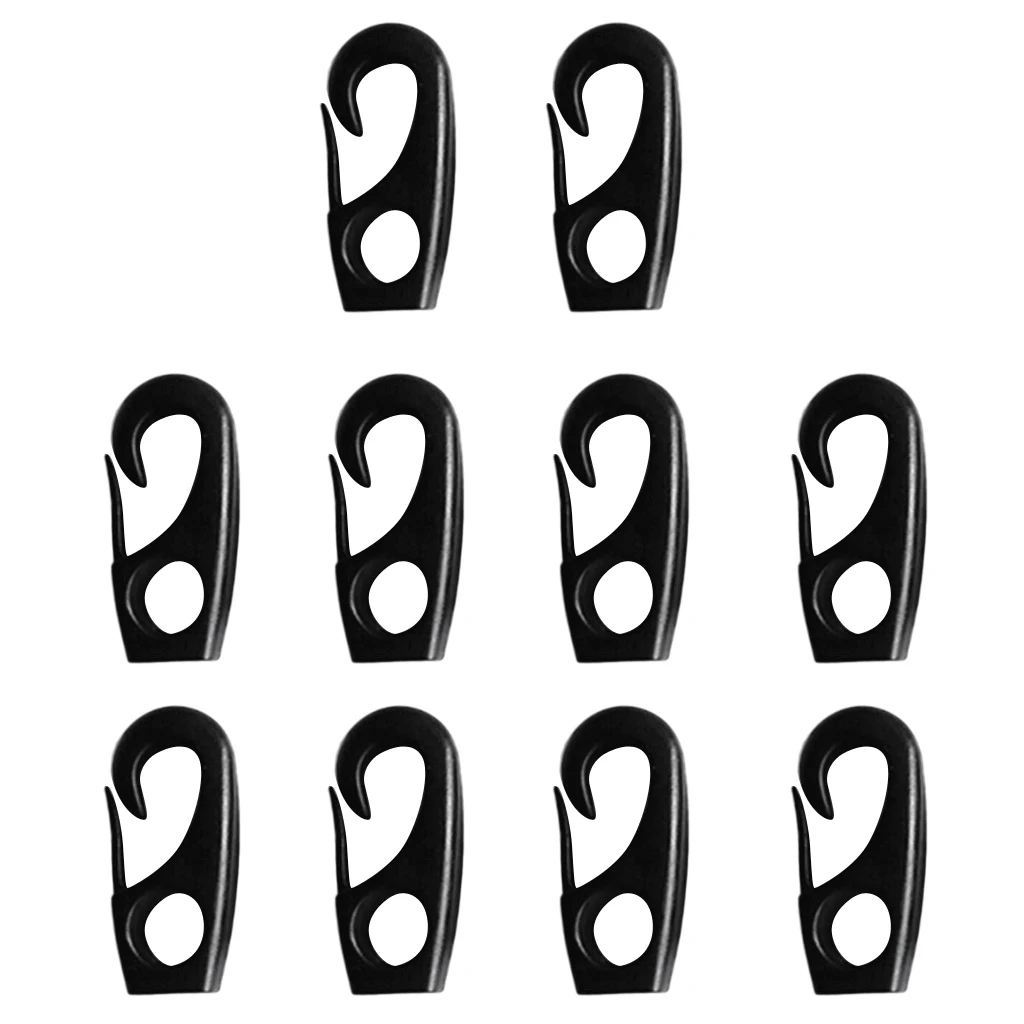 

10 Pcs Black Plastic 7mm Elastic Bungee Rope Shock Cord Hooks for Fixing Tarpaulin, Banner, Cover, Kayak