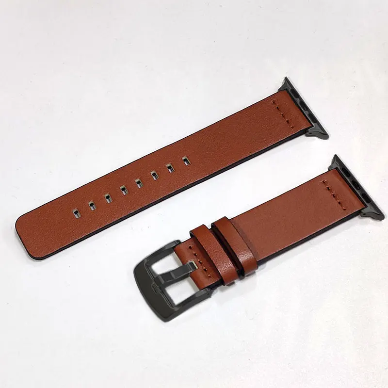 Ремешок из натуральной кожи для Apple Watch 4, 3, спортивный ремешок для часов, быстросъемный браслет-петля 38, 40, 42, 44 мм, разъем - Цвет ремешка: Black Orange