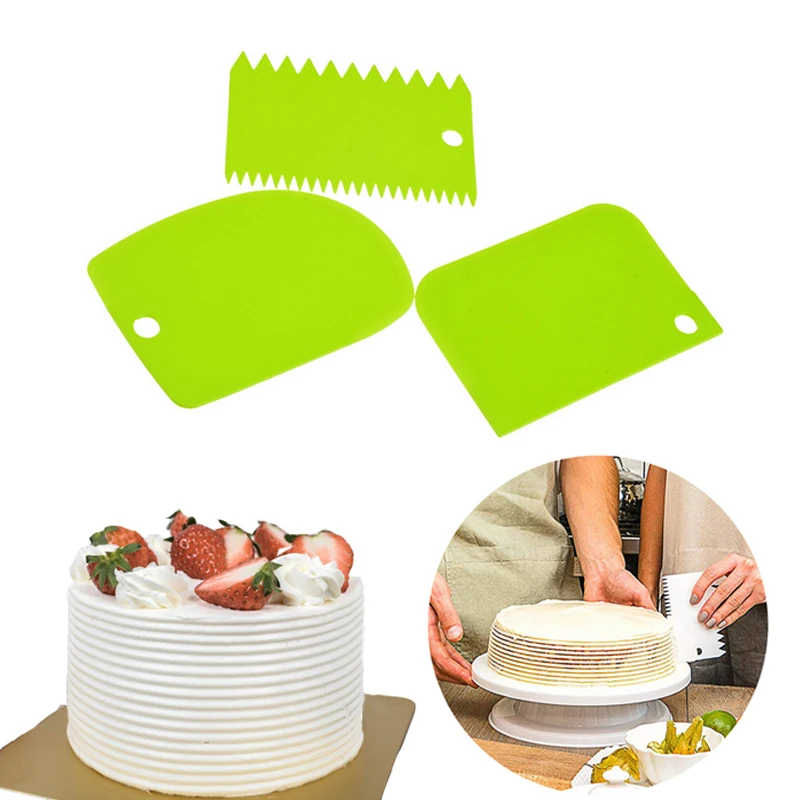 

3Pcs/Set Food Grade Cream Scraper Teeth Edge DIY Scraper Smooth Cake Decorating Fondant Pastry Cutters Baking Kitchen Tools