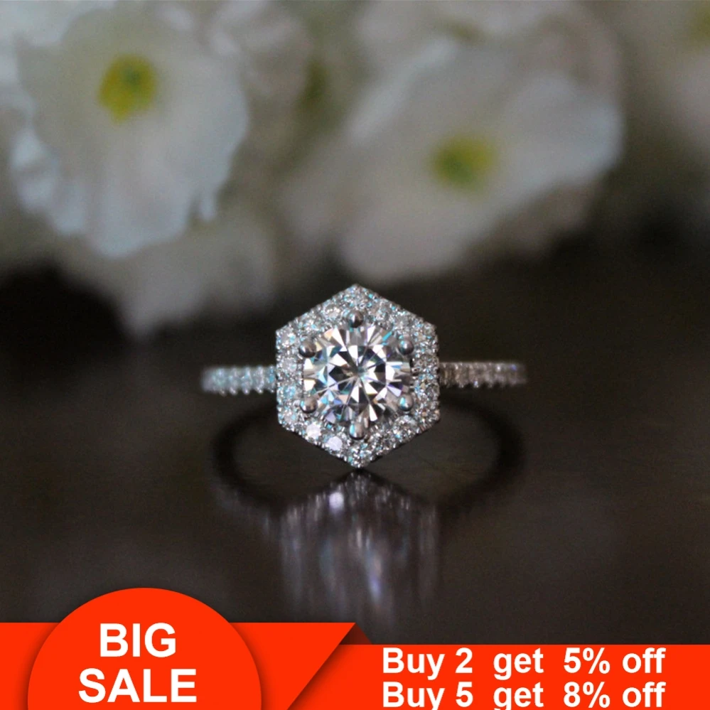 Элегантное кольцо с шестиугольной верхушкой 925 стерлингового серебра AAAAA cz полые