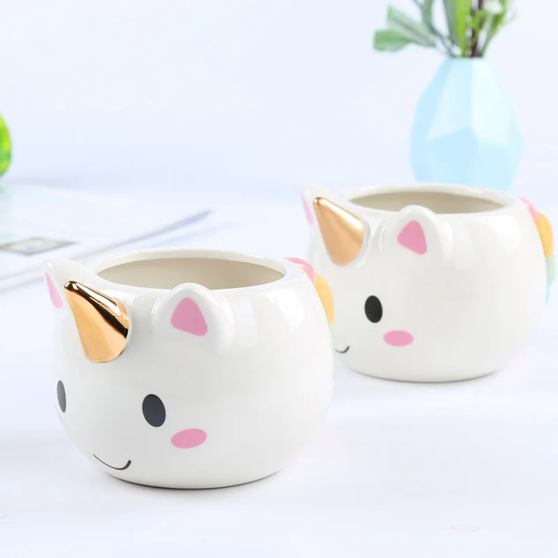 

Koohoo 3D Unicorn Mug Ceramic Coffee Cup Children Girl Boy Cute Creative Hand-pain Mug Gift Color 350 ML Cartoon Unicorn Mugs